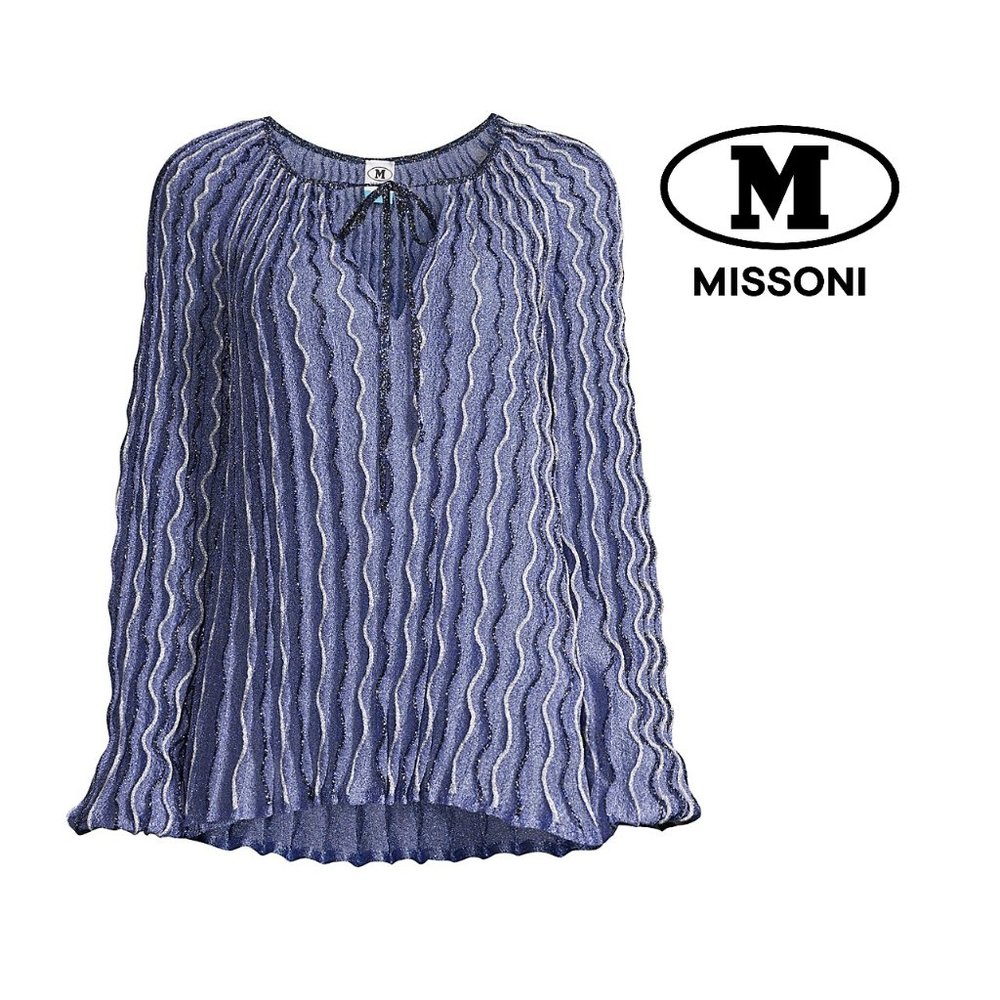 💜NWT M Missoni Collection Lurex Pleated Blouse DAHLIA 46 (IT) = 10(US) $695 NWT
